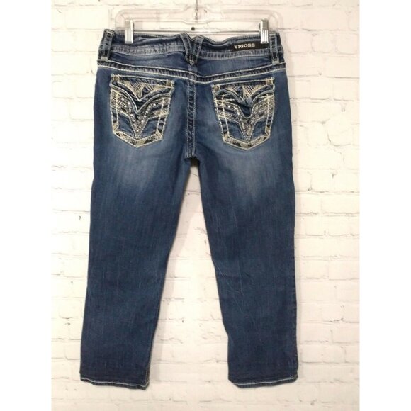 Vigoss The New York Capri Jeans Studded Flap Pockets Women's Size 7/8  (30x23) - Picture 1 of 7